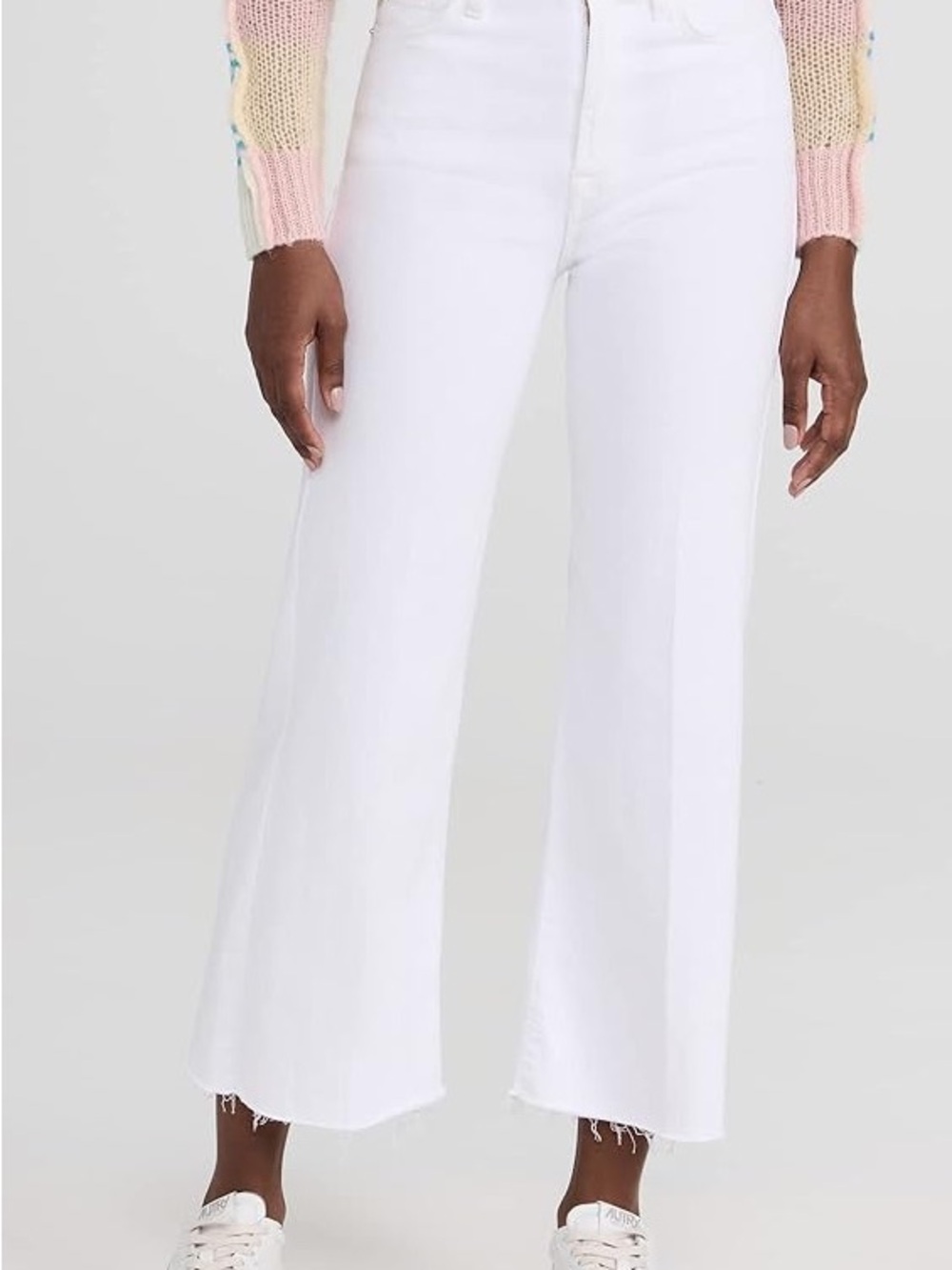 7 For All Man Kind 7FAM High-Rise White Wide-Leg Jeans with Raw Hem